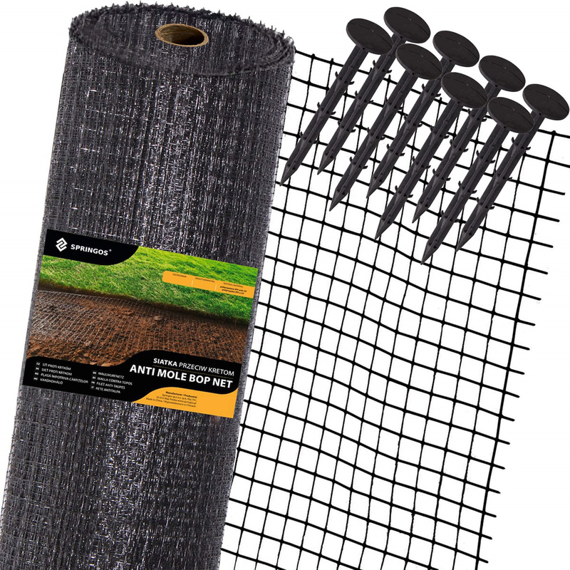 Siatka na krety 2 m x 50 m + kołki 50 szt. przeciw kretom, nornicom 40g/m2
