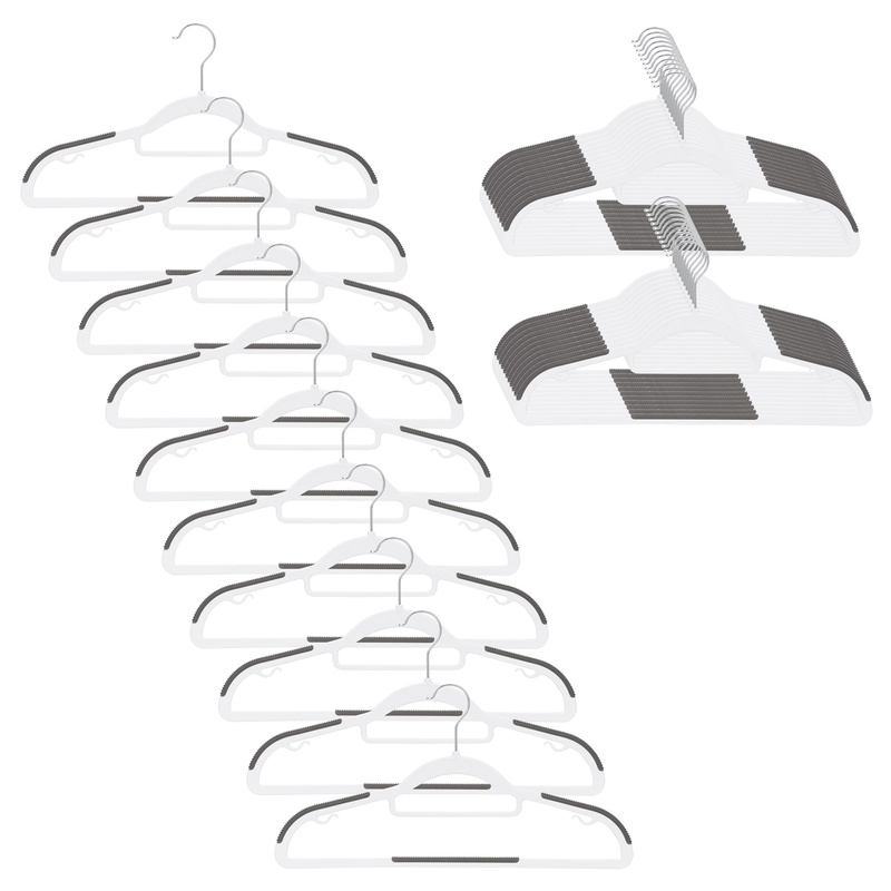 Wieszak plastikowy zestaw 30 szt. antypoślizgowe wieszaki na ubrania szaro-białe