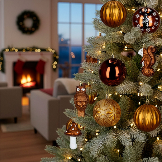 Bombki choinkowe 14 szt. zestaw dekoracje świąteczne ozdoby nietłukące brązowe