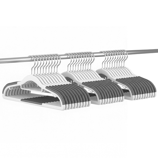 Wieszak plastikowy zestaw 30 szt. antypoślizgowe wieszaki na ubrania szaro-białe