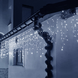 Kurtyna świetlna 1500 led girlanda, lampki wewnętrzno-zewnętrzne sople zimny biały