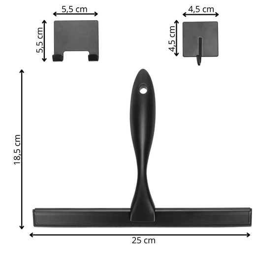 Ściągaczka do szyb, kabiny prysznicowej, łazienkowa ze stali nierdzewnej z uchwytem, czarna
