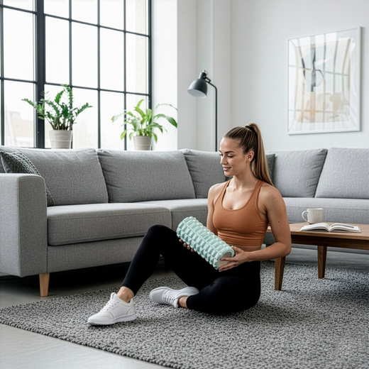 Wałek do masażu, średnio twardy, roller z wypustkami, miętowy