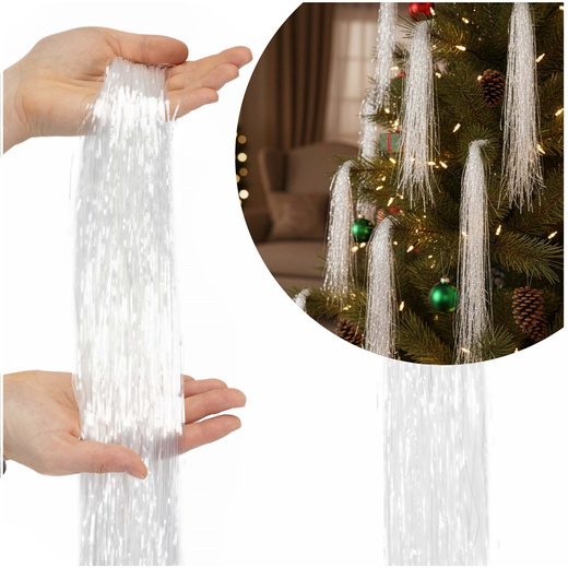 Włosy Anielskie na choinkę, dekoracja świąteczna 100 cm przeźroczyste