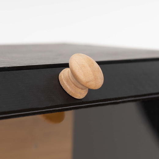 Chlebak zamykany, dwupoziomowy, szafka na pieczywo, bambusowy, czarny