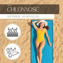 Ręcznik plażowy szybkoschnący 180x90 cm z mikrofibry niebieski