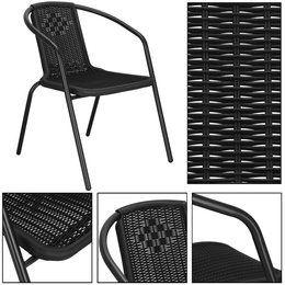 Meble ogrodowe zestaw na taras dla 6 osób: metalowe krzesła 6 szt. stół 140x80 cm czarny