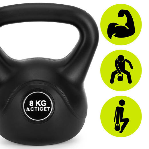 Kettlebell 8 kg odważnik, hantla do ćwiczeń ABS kula do treningu siłowego, czarny