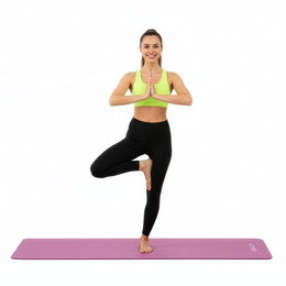 Mata do ćwiczeń 183x61 cm antypoślizgowa NBR do jogi, stretchingu z uchwytem różowa