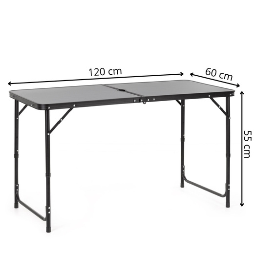 Stolik turystyczny składany kempingowy 120x60 cm stół ogrodowy na piknik, walizka, czarny