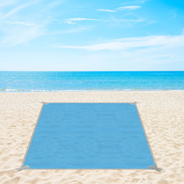 Koc plażowy sand free 200x200 cm mata plażowa dwuwarstwowa niebieska