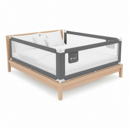 Barierka ochronna do łóżka 160 cm zabezpieczająca uniwersalna dla dzieci składana szara