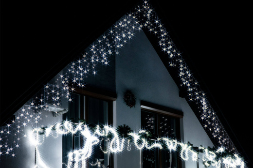 Kurtyna świetlna 300 led girlanda, lampki wewnętrzno-zewnętrzne 15,5 m sople biały zimny + flash