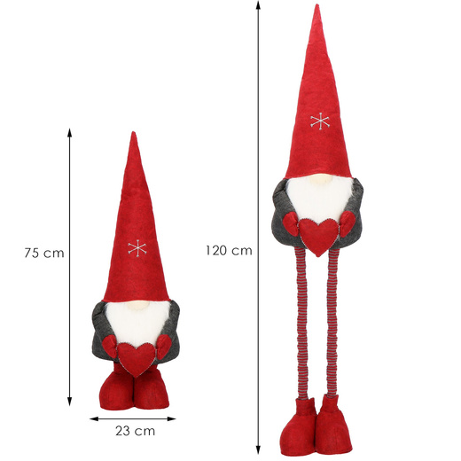 Para krasnali 120cm ozdoba świąteczna, gnom świąteczny, skrzat na teleskopowych nóżkach