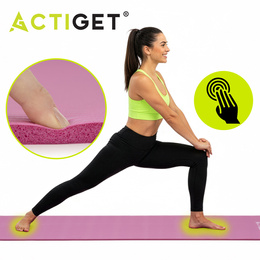 Mata do ćwiczeń 183x61 cm antypoślizgowa NBR do jogi, stretchingu z uchwytem różowa