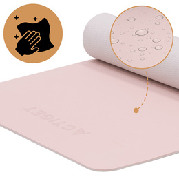 Mata do jogi, ćwiczeń fitness 183x61 cm antypoślizgowa, materac do stretchingu, jasny róż