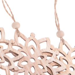 Ozdoba choinkowa 7cm drewniana, świąteczna zawieszka kwiaty zestaw 6 szt.