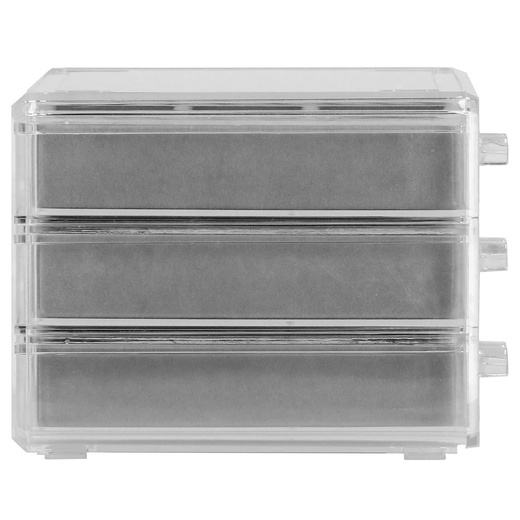 Szkatułka na biżuterię 23x14x11 cm szary welurowy organizer z przegródkami