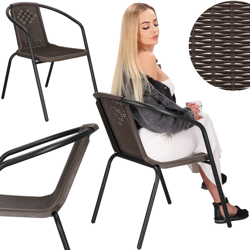 Krzesła ogrodowe 2 szt. metalowe na taras brązowe zestaw