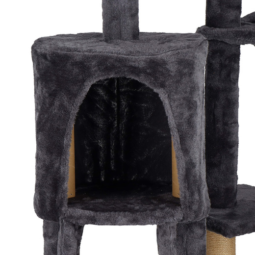 Drapak dla kota sizal 6-poziomowy słupek z domkiem i zabawkami 142,5 cm