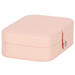 Szkatułka na biżuterię ekoskóra 16x11x5 cm różowy organizer z przegródkami