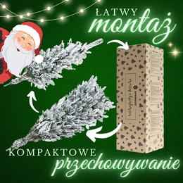 Choinka sztuczna 180 cm świerk kaukaski ośnieżony jak żywy, nowoczesny, ze stojakiem
