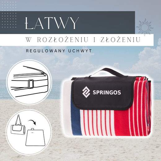 Koc piknikowy plażowy 200x160 cm na biwak kemping mata z izolacją 