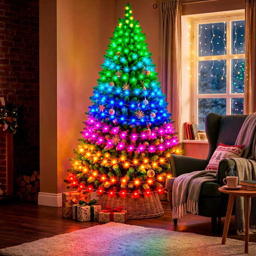 Lampki choinkowe zewnętrzne 100 LED 5 m Smart LED pilot, sterowanie Bluetooth IP44 multikolor