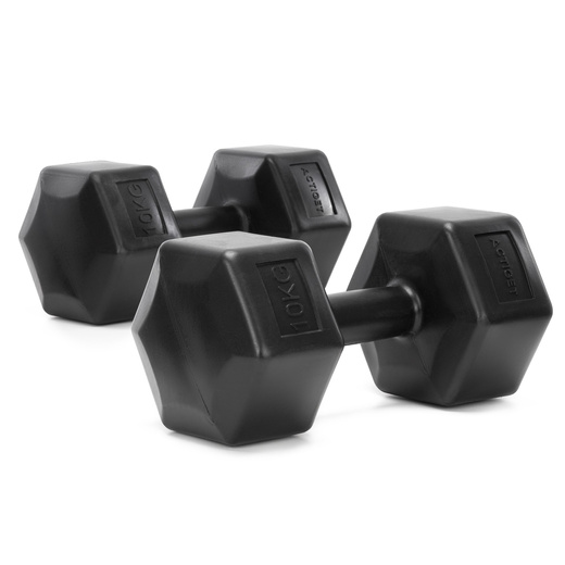 Ciężarki 2x10 kg hexagonalne do ćwiczeń fitness hantle zestaw 2 szt. czarne