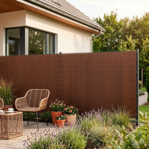 Osłona PVC maskująca na balkon, taras, ogrodzenie 500x120 cm brązowa