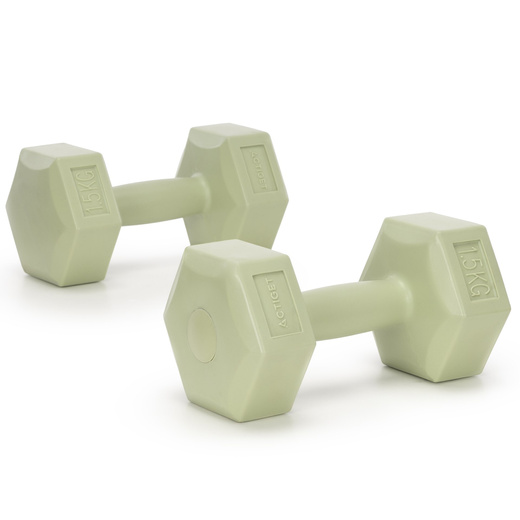 Ciężarki 2x1,5kg hexagonalne do ćwiczeń fitness hantle zestaw 2 szt. zielone