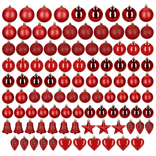 Bombki choinkowe 100 szt. zestaw dekoracji świątecznych nietłukące, czerwone
