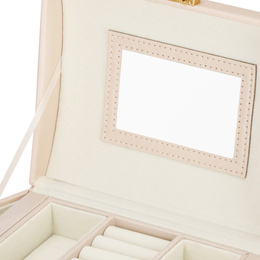 Szkatułka na biżuterię ekoskóra 17,5x12x13,5 cm jasny różowy organizer z przegródkami