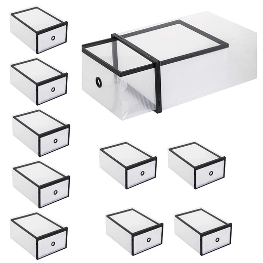 Pudełko na buty z szufladą 35x23x12 cm biały organizer zestaw 10 szt.