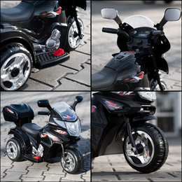 Motocykl dla dzieci, elektryczny jeździk trójkołowy, motorek na akumulator, czarny