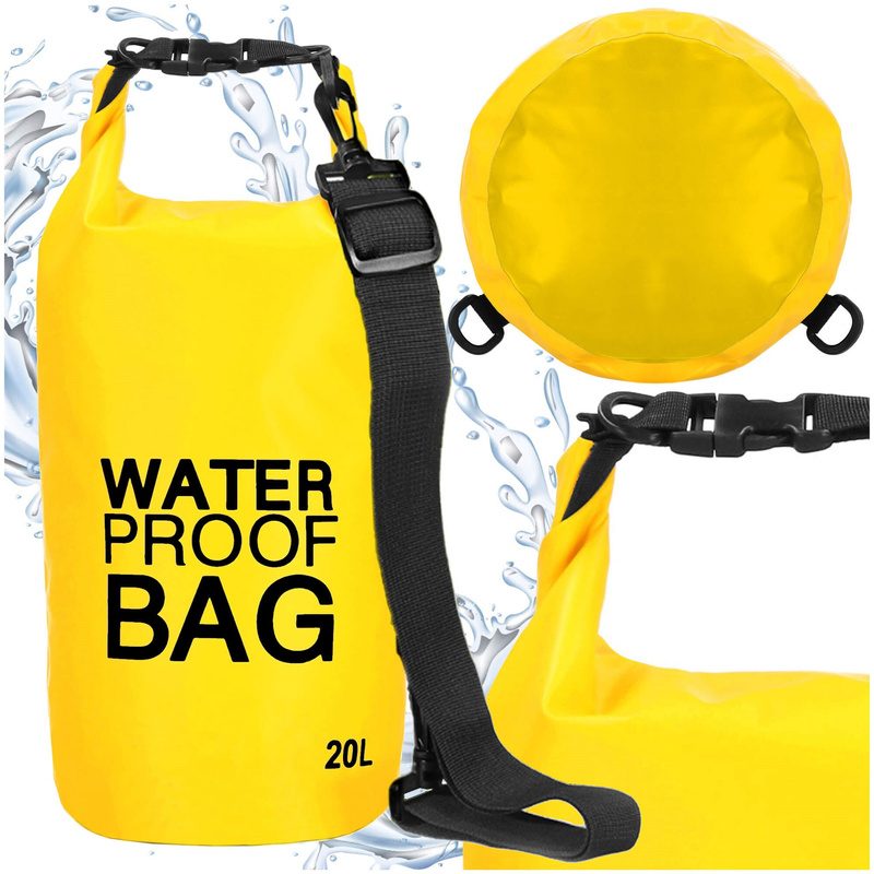 Worek wodoszczelny na plażę 20l torba wodoodporna żółta