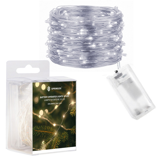Lampki choinkowe 10 led na baterie druciki mikro biały zimny