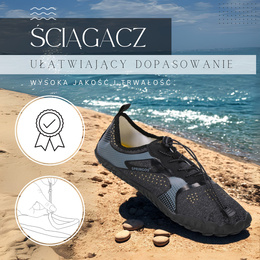 Buty do wody, męskie rozm. 45 szybkoschnące buty na plaże, szaro-czarne  