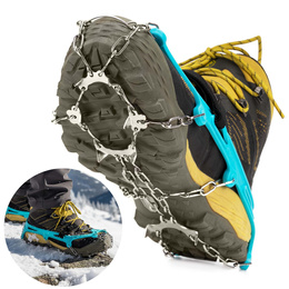 Raczki na buty stalowe antypoślizgowe turystyczne nakładki rozmiar 40-45 turkusowe