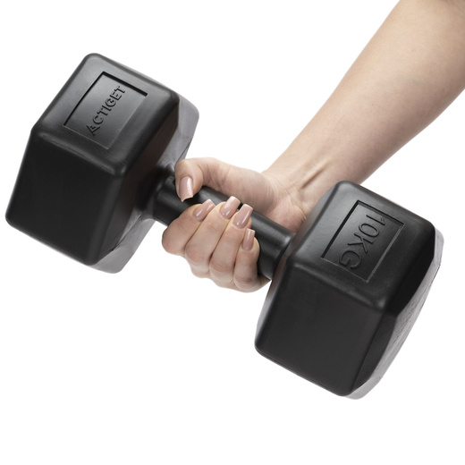 Ciężarki 2x10 kg hexagonalne do ćwiczeń fitness hantle zestaw 2 szt. czarne
