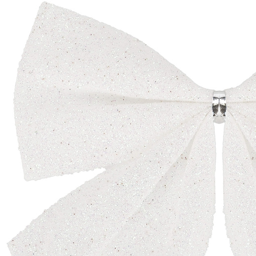 Kokardki świąteczne na choinkę 6 szt. brokatowe zawieszki choinkowe białe