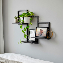 Półka ścienna, potrójna uniwersalna 57,5x21x50 cm wisząca, czarna