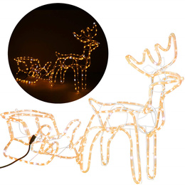 Renifer Led 120 cm świąteczny z saniami świetlna dekoracja do ogrodu biały ciepły + flash