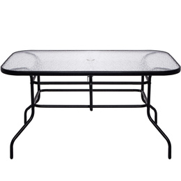 Meble ogrodowe metalowe zestaw stół 120x70 cm i 6 krzeseł na taras balkon czarne