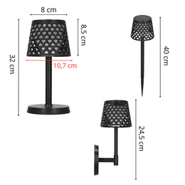 Lampa solarna LED ażurowa 5w1 zewnętrzna kinkiet z 3 trybami świecenia czarny