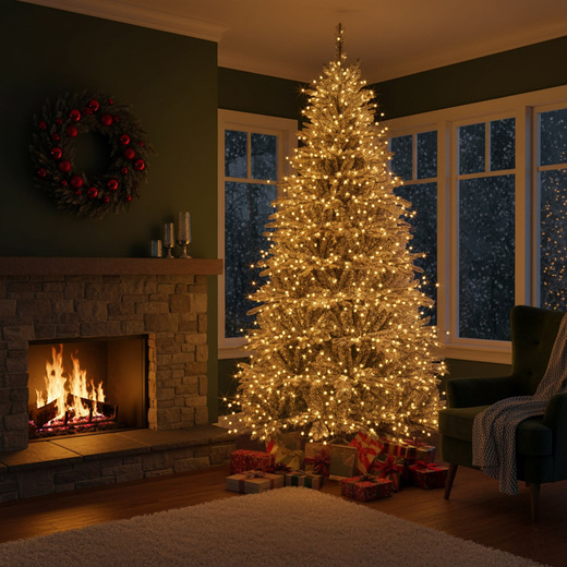 Choinka sztuczna 250 cm świerk ośnieżony jak żywy, nowoczesny, ze stojakiem