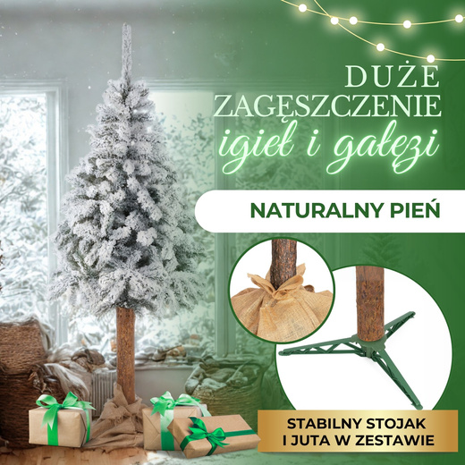 Choinka sztuczna na pniu 220 cm świerk śnieżony