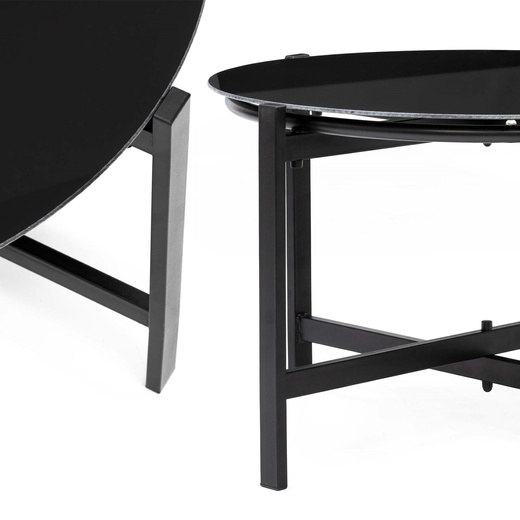 Meble ogrodowe, zestaw dla 4 osób sofa, krzesła, stolik metalowe, czarne