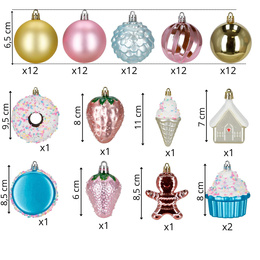 Bombki choinkowe 69 szt. świąteczny zestaw dekoracji do stroika, wielokolorowe