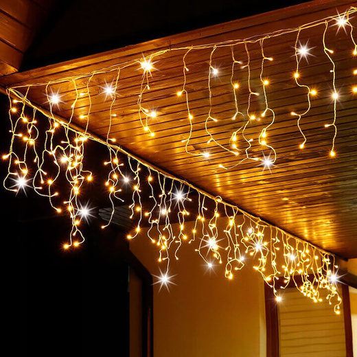 Kurtyna świetlna 300 led girlanda, lampki wewnętrzno-zewnętrzne sople biały ciepły + biały flash